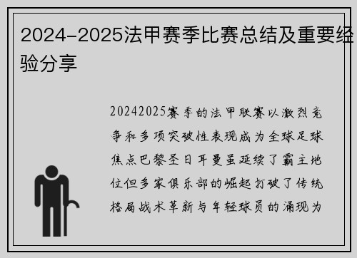 2024-2025法甲赛季比赛总结及重要经验分享